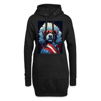 Cooler Pudel mit Sonnenbrille - Hoodie-Kleid - Schwarz - Vorne