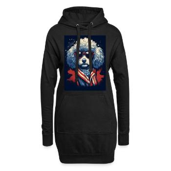 Cooler Pudel mit Sonnenbrille - Hoodie-Kleid - Schwarz - Vorne