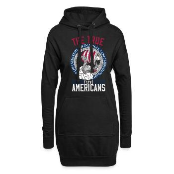 Amerikanischer Wikinger Nordische Wurzeln mit Boot - Hoodie-Kleid - Schwarz - Vorne