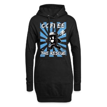 Le café à la rescousse - Sweat-shirt à capuche long Femme - noir - Devant