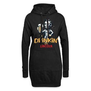 Drinkin comme Lincoln Retro Vintage Design 4. - Sweat-shirt à capuche long Femme - noir - Devant