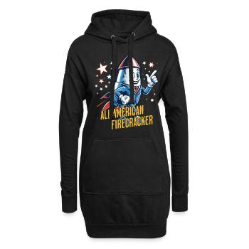 All American Firecracker Retro Vintage Design - Hoodie-Kleid - Schwarz - Vorne