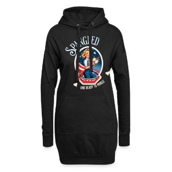 Prêt à se mêler rétro Vintage Design Drapeau américain - Sweat-shirt à capuche long Femme - noir - Devant
