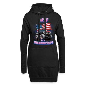 WTF Is Kilometer Lustiger Metrischer Witz - Hoodie-Kleid - Schwarz - Vorne