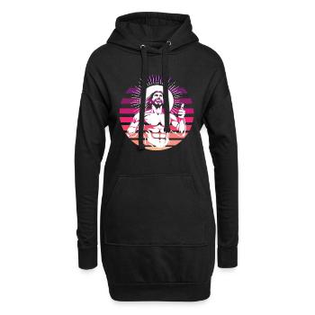 Drôle rire jésus-christ design rétro - Sweat-shirt à capuche long Femme - noir - Devant