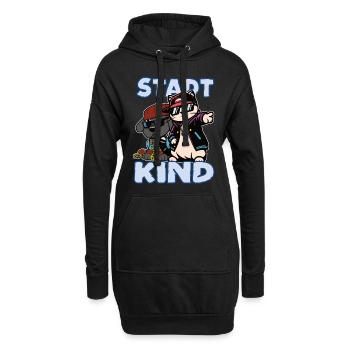 Stadtkind Design mit Hund und Katze im Hip Hop Sti - Hoodie-Kleid - Schwarz - Vorne
