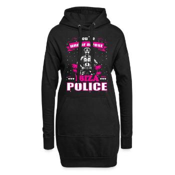Lustiges Ibiza Polizei Urlaubs - Balearen Insel - Hoodie-Kleid - Schwarz - Vorne