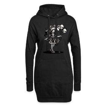 Kawaii Goth Girl Düsteres Gothic Design - Hoodie-Kleid - Schwarz - Vorne