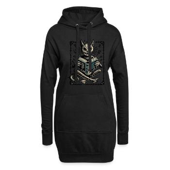 Chat effrayant Mage Chat gothique noir - Sweat-shirt à capuche long Femme - noir - Devant