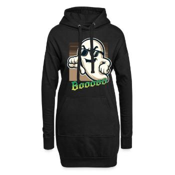 Booing Ghost Lustiges Gespenster Halloween Design - Hoodie-Kleid - Schwarz - Vorne