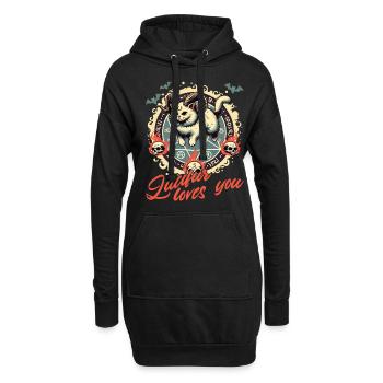 Lucifer t’aime motif de chat mystique - Sweat-shirt à capuche long Femme - noir - Devant