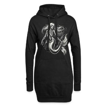 Skelett Meerjungfrau Mystischer Ozean Kunst - Hoodie-Kleid - Schwarz - Vorne