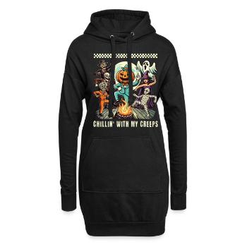 Halloween Spaß Mit Chillin' Mit My Creeps - Hoodie-Kleid - Schwarz - Vorne