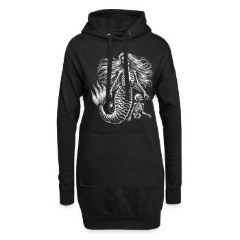 Mystische Skelett Meerjungfrau Kunst - Hoodie-Kleid - Schwarz - Vorne