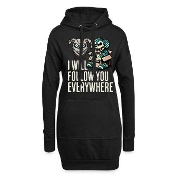 Je te suis partout chien et poupée effrayants - Sweat-shirt à capuche long Femme - noir - Devant