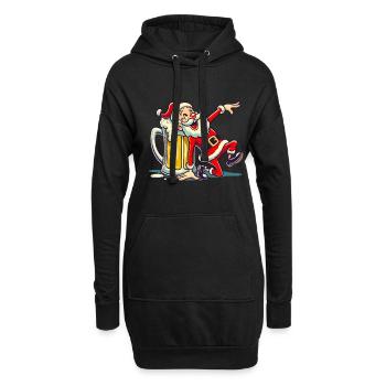 Fröhlicher Weihnachtsmann Mit Bierkrug - Hoodie-Kleid - Schwarz - Vorne