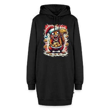 Weihnachtsstress Lustig Mama Eichhörnchen - Hoodie-Kleid - Schwarz - Vorne