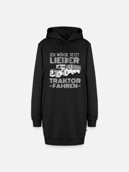 Würde jetzt lieber Traktor Fahren Landwirt Spruch - Hoodie-Kleid - Schwarz