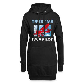 Crois-moi, je suis pilote de proverbe - Sweat-shirt à capuche long Femme - noir - Devant