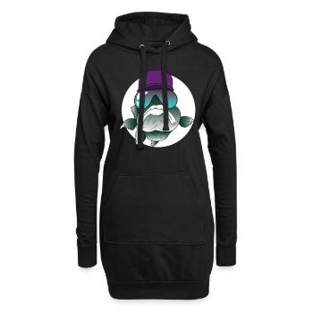 Poisson cool avec lunettes de soleil et cap - Sweat-shirt à capuche long Femme - noir - Devant
