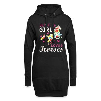 Nur ein Mädchen dass Pferde Liebt - Hoodie-Kleid - Schwarz - Vorne
