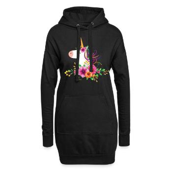 Licorne équine cheval - Sweat-shirt à capuche long Femme - noir - Devant