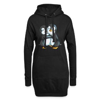 Deux manchots empereurs câlins de Nouvelle-Zélande - Sweat-shirt à capuche long Femme - noir - Devant