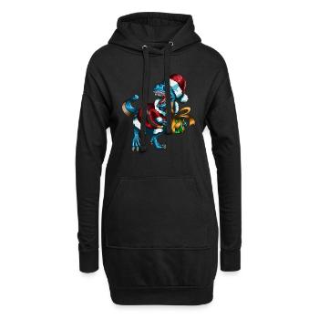 Père Noël T-Rex Paquet Cadeau Noël - Sweat-shirt à capuche long Femme - noir - Devant