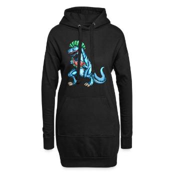 Tyrannosaurus Rex aime la tenue de fruits de pastèque - Sweat-shirt à capuche long Femme - noir - Devant