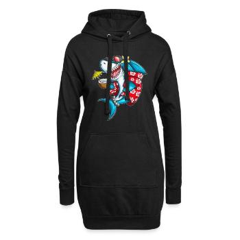 Lustiger Haifische Urlaub Strand Meer Hai Fan - Hoodie-Kleid - Schwarz - Vorne