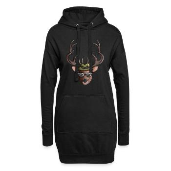 Hunter Motif Deer Red Deer Antlers Treibjagt Fan - Sweat-shirt à capuche long Femme - noir - Devant