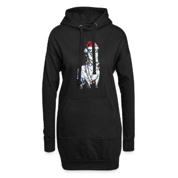 Alpaga Christmas Zoo Lama avec des guirlandes lumineuses - Sweat-shirt à capuche long Femme - noir - Devant