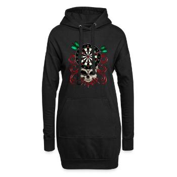 Dartpfeil Skelett Dartscheibe Dartverein Halloween - Hoodie-Kleid - Schwarz - Vorne