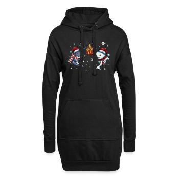 Beluga Wal Narwal Horn Geschenk Weihnachten Outfit - Hoodie-Kleid - Schwarz - Vorne