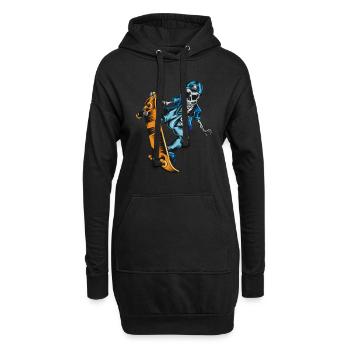 Skating Skater Geschenk Waghalsiges Skater Skelett - Hoodie-Kleid - Schwarz - Vorne