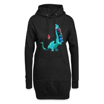 kurze Arme Bücherwurm Buch lesen Dino Bücher - Hoodie-Kleid - Schwarz - Vorne