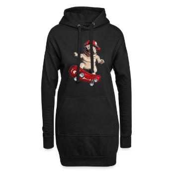 Skateboard Mops Motiv Hunderasse Hundehalter Möpse - Hoodie-Kleid - Schwarz - Vorne