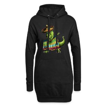 T-Rex Dino Ponscho Sombrero Mexique Dabbing Outfit - Sweat-shirt à capuche long Femme - noir - Devant