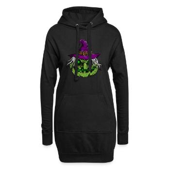 Hexen Kürbis Leuchtendes Skelett Halloween - Hoodie-Kleid - Schwarz - Vorne