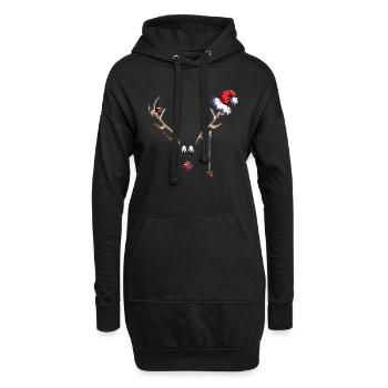 Weihnachtsfest Rentier Frohe Weihnachten - Hoodie-Kleid - Schwarz - Vorne