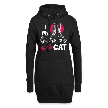 I Love My Girlfriends Cat - Hoodie-Kleid - Schwarz - Vorne