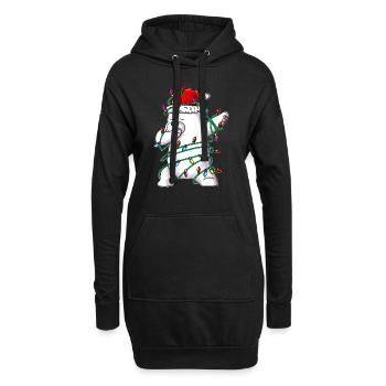 Eisbär in Lichterkette tanzt Dab Weihnachtskostüm - Hoodie-Kleid - Schwarz - Vorne