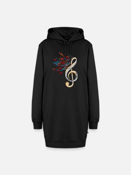 Musiker lernen Musiknoten Design Musikunterricht - Hoodie-Kleid - Schwarz