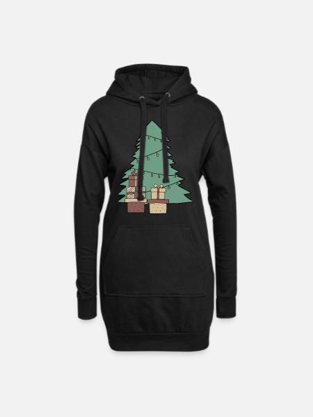 Geschenkbaum - Hoodie-Kleid - Schwarz