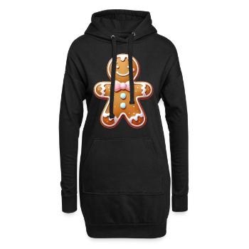 Fröhlicher Lebkuchenmann Illustration - Hoodie-Kleid - Schwarz - Vorne
