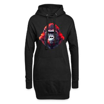 Polygonales Gorilla-Portrait - Modernes Kunst - Hoodie-Kleid - Schwarz - Vorne