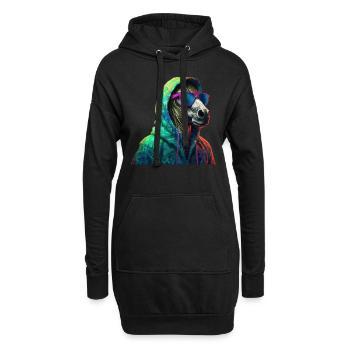 Pferd mit Sonnenbrille Bunt Coole Pferde - Hoodie-Kleid - Schwarz - Vorne