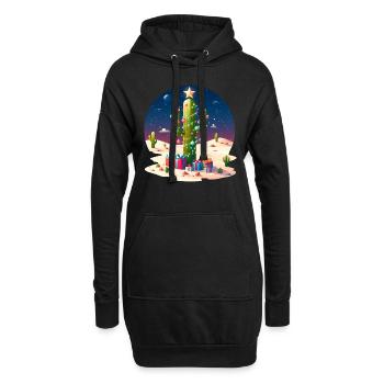 Noël du désert - cactus, arbre de Noël et - Sweat-shirt à capuche long Femme - noir - Devant