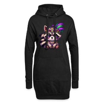Mardi Gras ours raton laveur main ours mignon bande dessinée - Sweat-shirt à capuche long Femme - noir - Devant