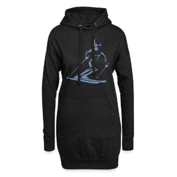 Alien Skifahrer Silhouette für minimalistischen - Hoodie-Kleid - Schwarz - Vorne
